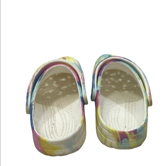 Crocs Unisex Clogs Shoes Yellow Blue Tie Dye Slip On Slingback Cut Out M5/W7 - Picture 3 of 7